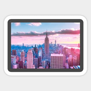 New York City Skyline - Pink and Blue Sticker